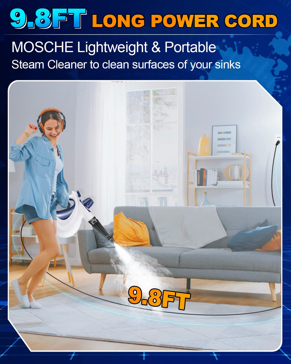 Handheld Portable Steam Cleaner with 11-Piece Accessory Set V7194