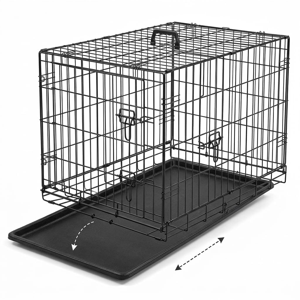 48 Inch Heavy Duty Folding Metal Wire Dog Crate with Double Doors Z95366
