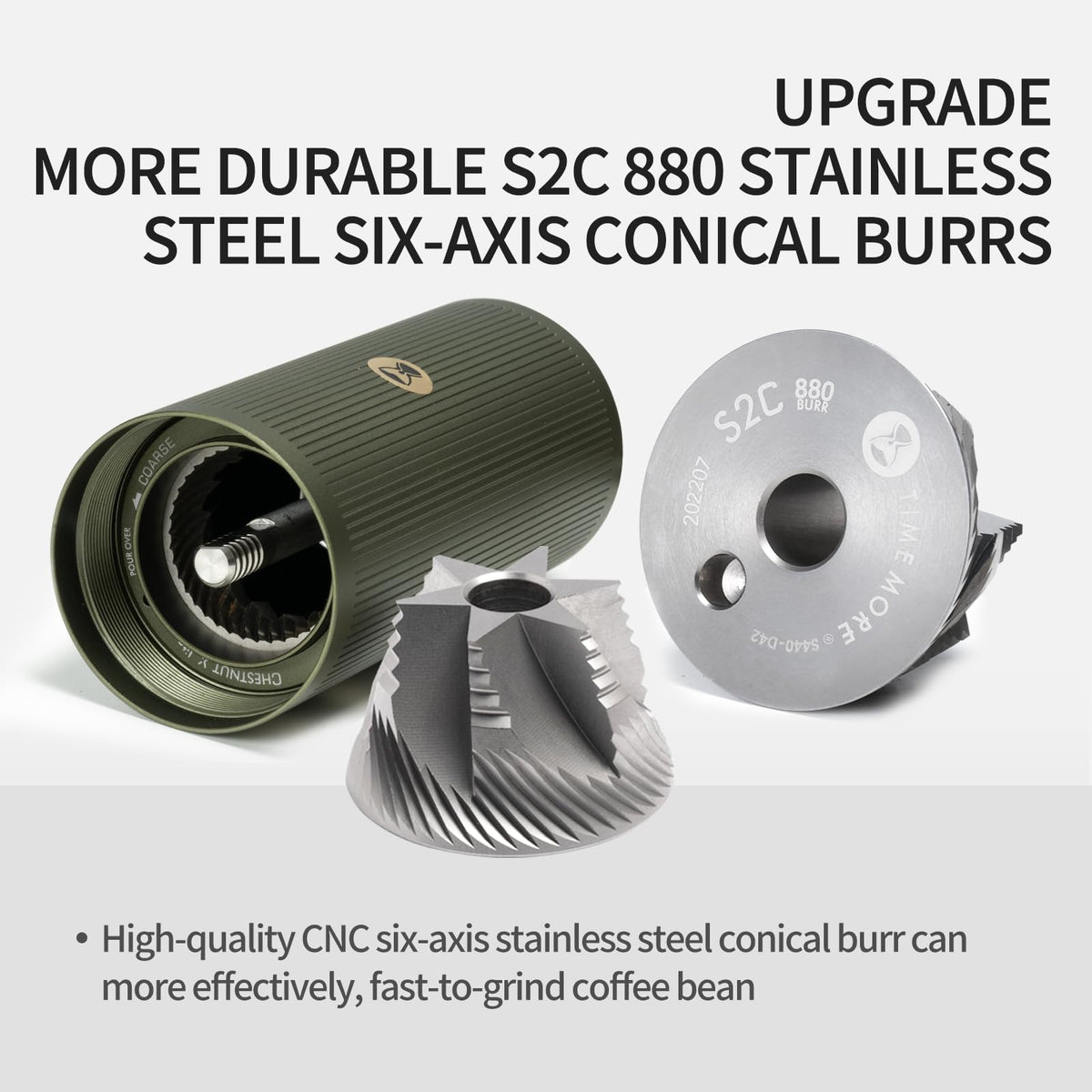 Manual Stainless Steel Conical Burr Coffee Grinder 20g D542