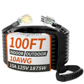 100ft 10 Gauge Waterproof Outdoor Extension Cord Black Z200