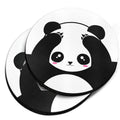 Black White Absorbent Round Car Coasters 2pcs Set I662
