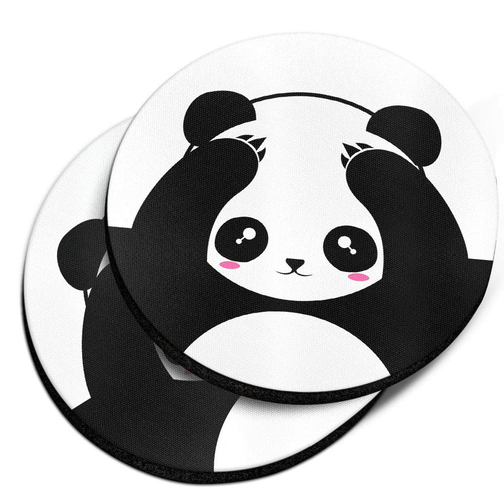 Black White Absorbent Round Car Coasters 2pcs Set I662