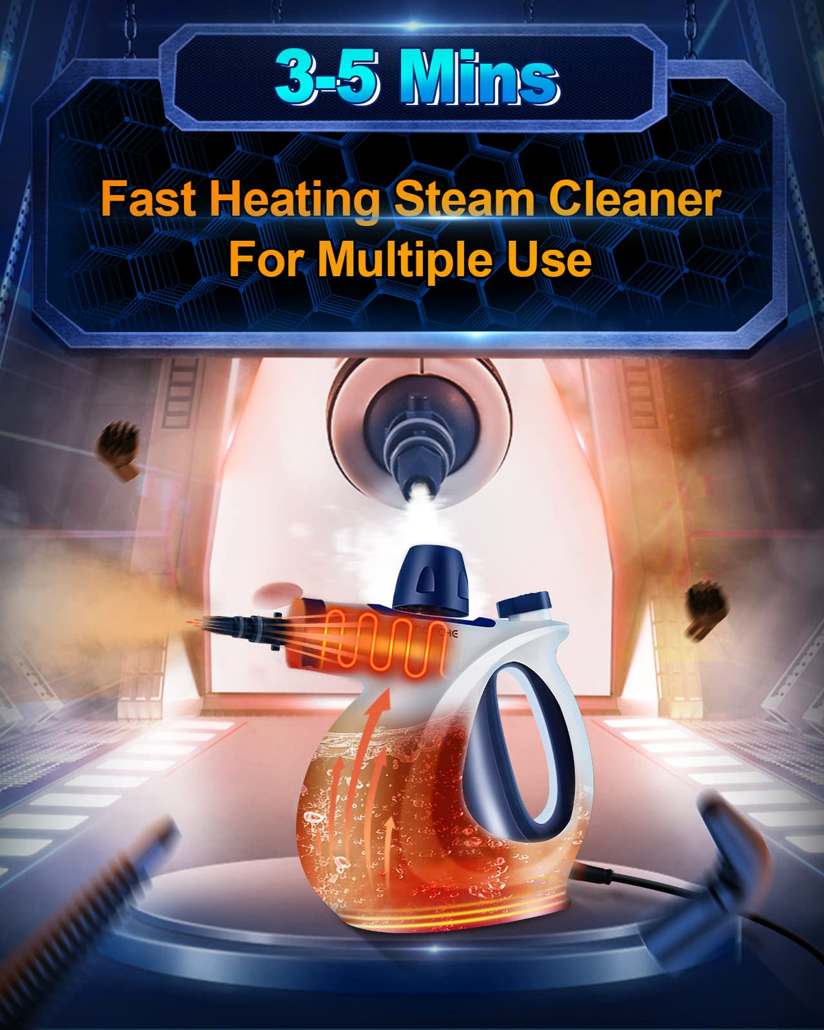 Handheld Portable Steam Cleaner with 11-Piece Accessory Set V7194