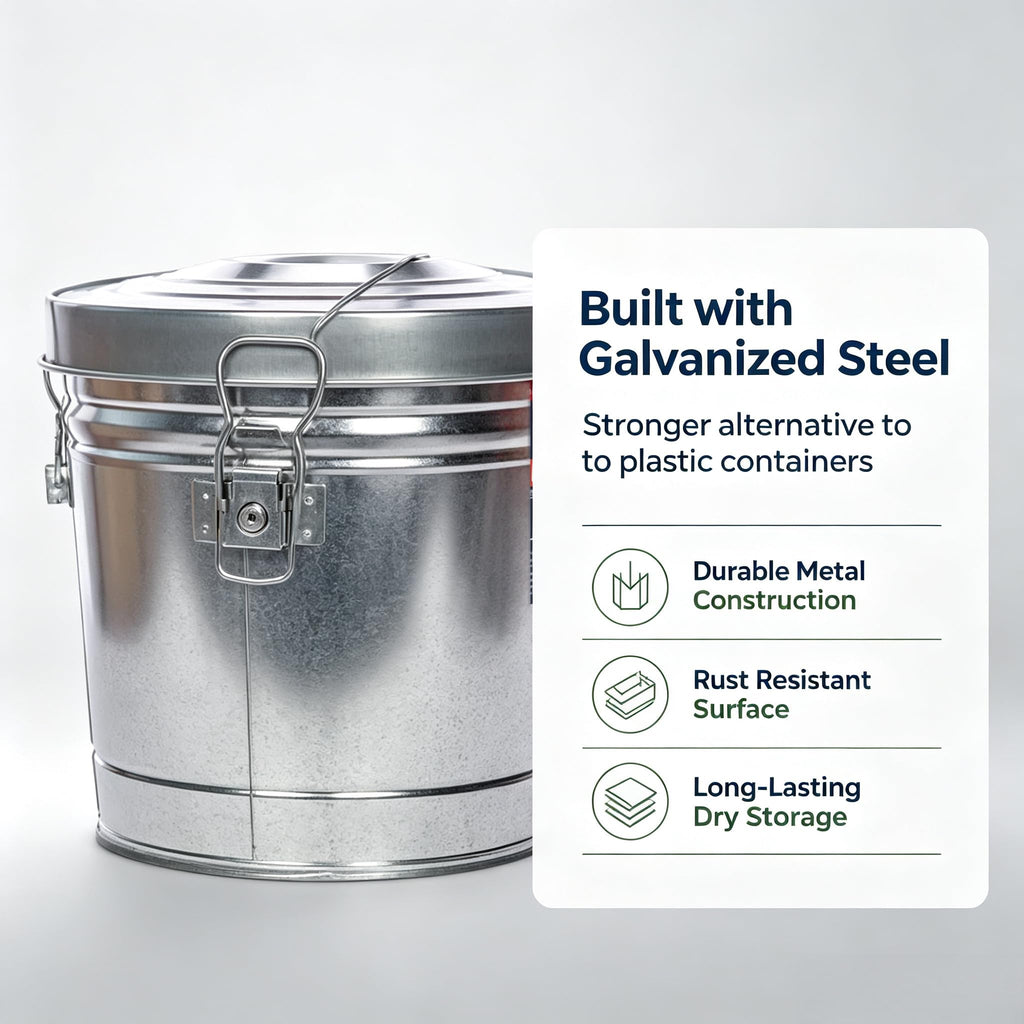 6 Gal Galvanized Steel Storage Can Locking Lid Y9529