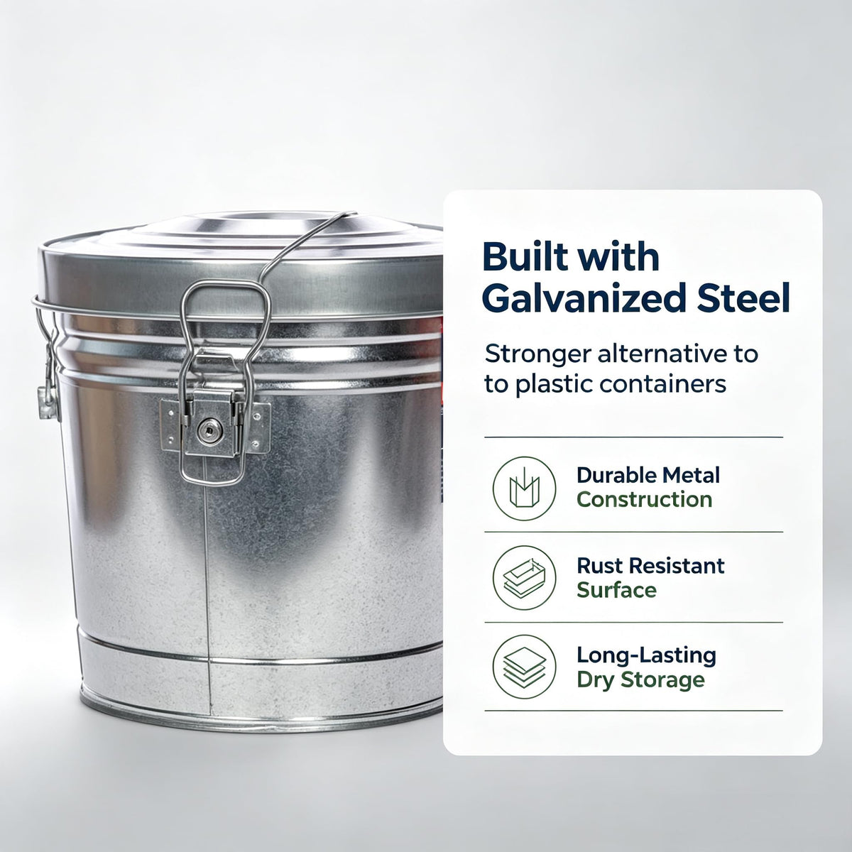 6 Gal Galvanized Steel Storage Can Locking Lid Y9529