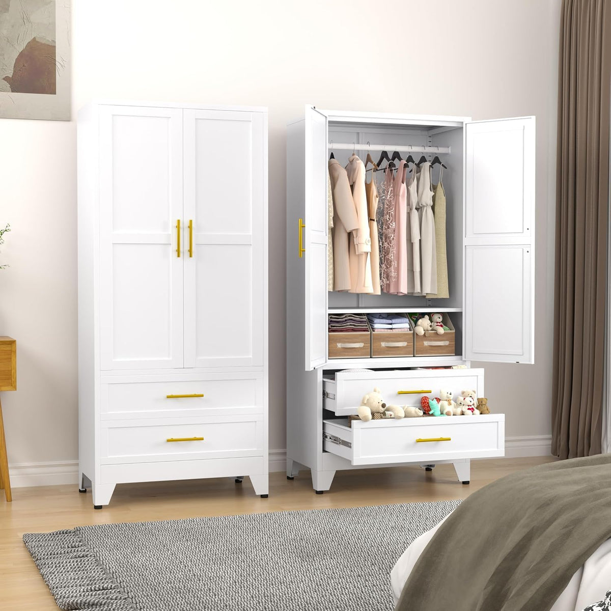 Metal Armoire Wardrobe Closet Q457