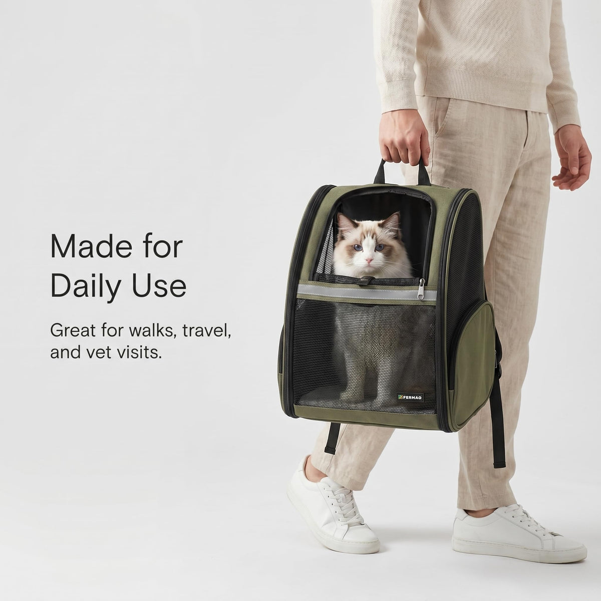 Cat Backpack Carrier Collapsible with Ventilated Mesh H982