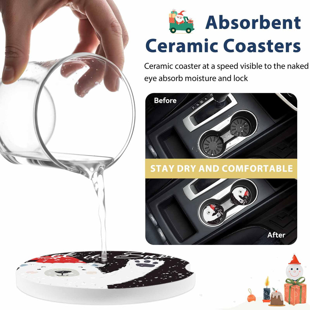 Absorbent Ceramic Stone Car Coasters Set of 2 R8133