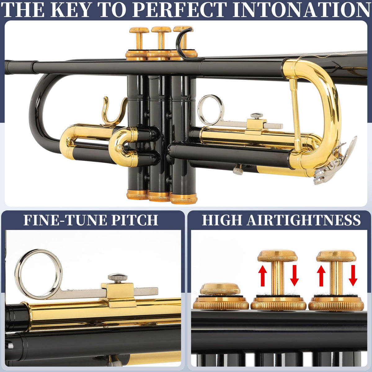 Bb Standard Trumpet with Case, Mouthpiece, Mute, Cleaning Kit Y748