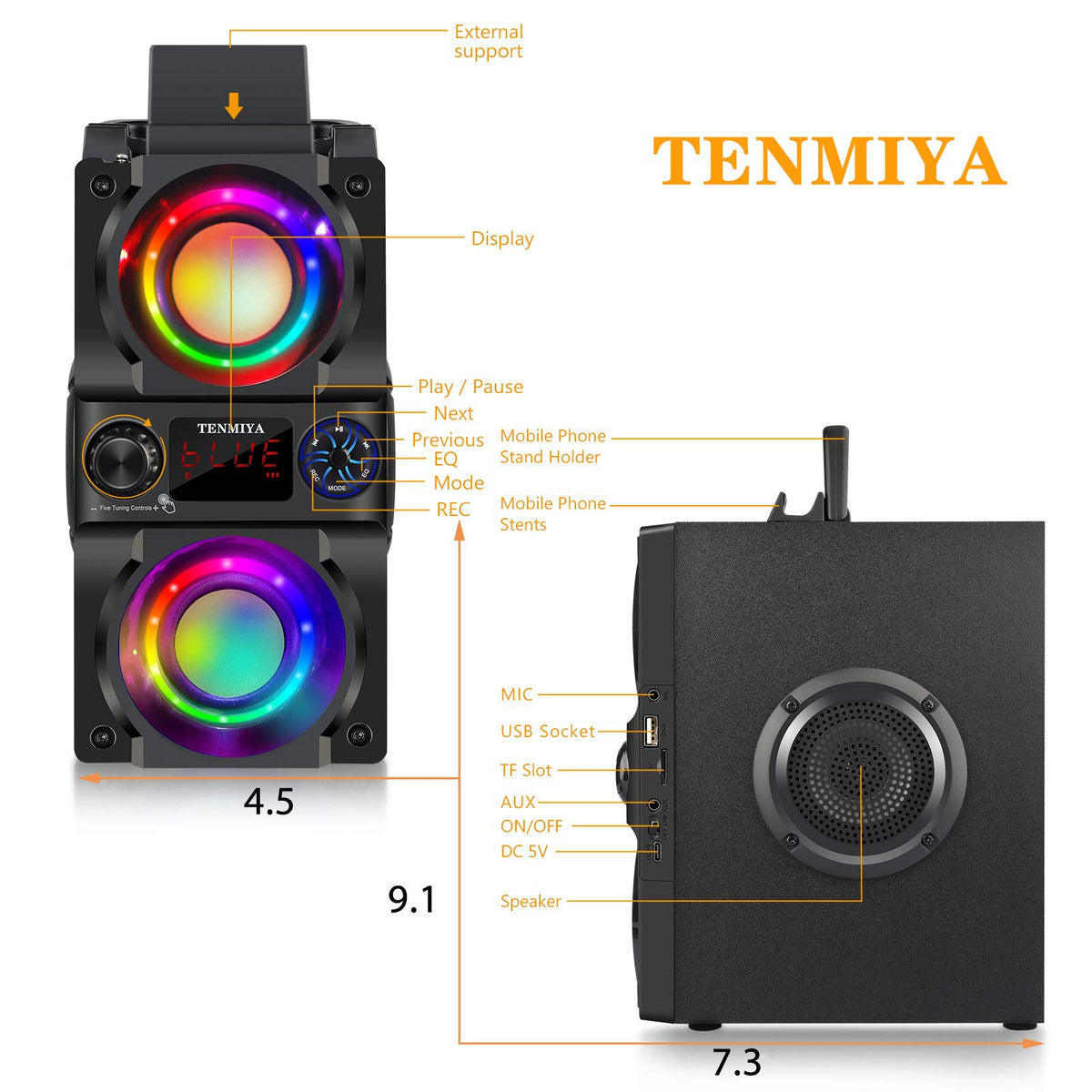 40W Portable Bluetooth Speaker with Lights and FM Radio K6141