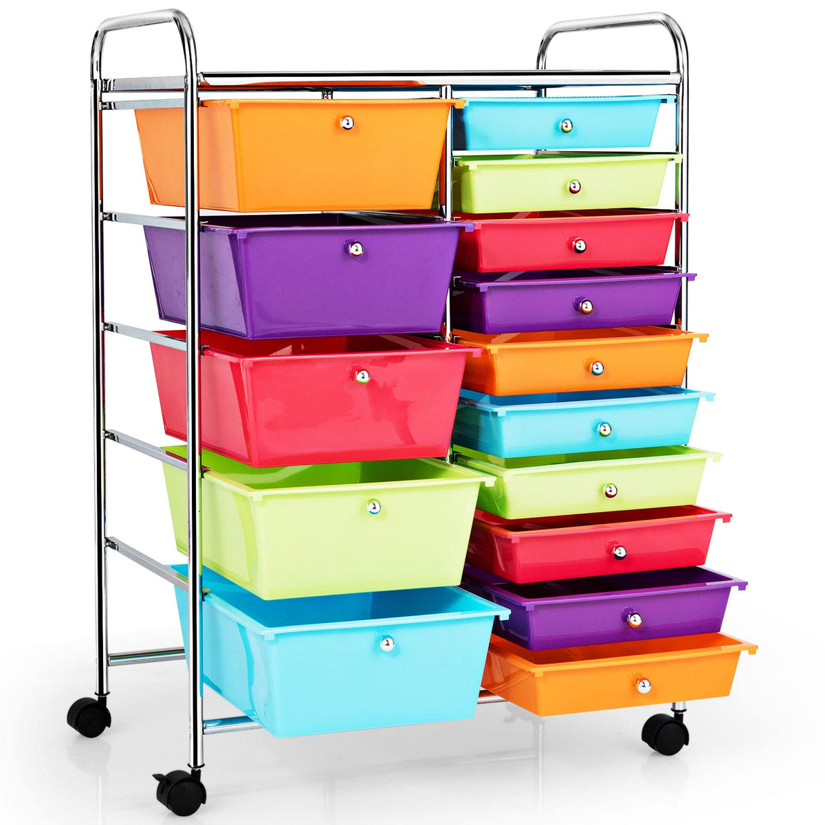 Multicolor 15 Drawer Rolling Storage Cart H2438