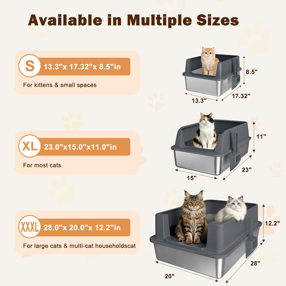 XL Stainless Steel Litter Box with Lid G297932