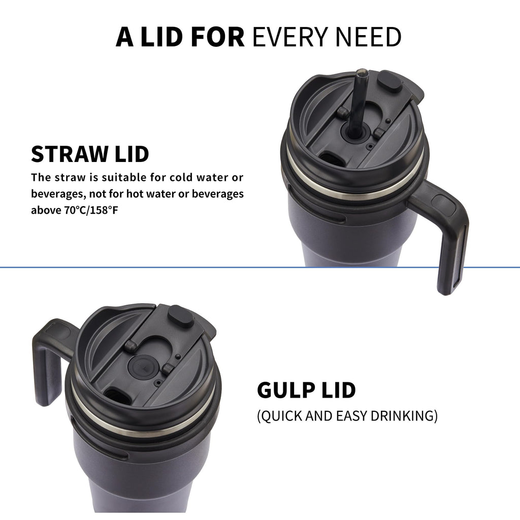 20 oz Insulated Travel Coffee Mug Tumbler with Handle and Straw E278652