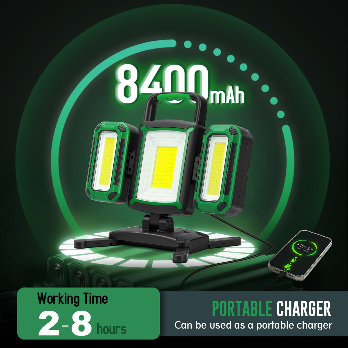 50W 5000LM Rechargeable Magnetic LED Work Light Q142