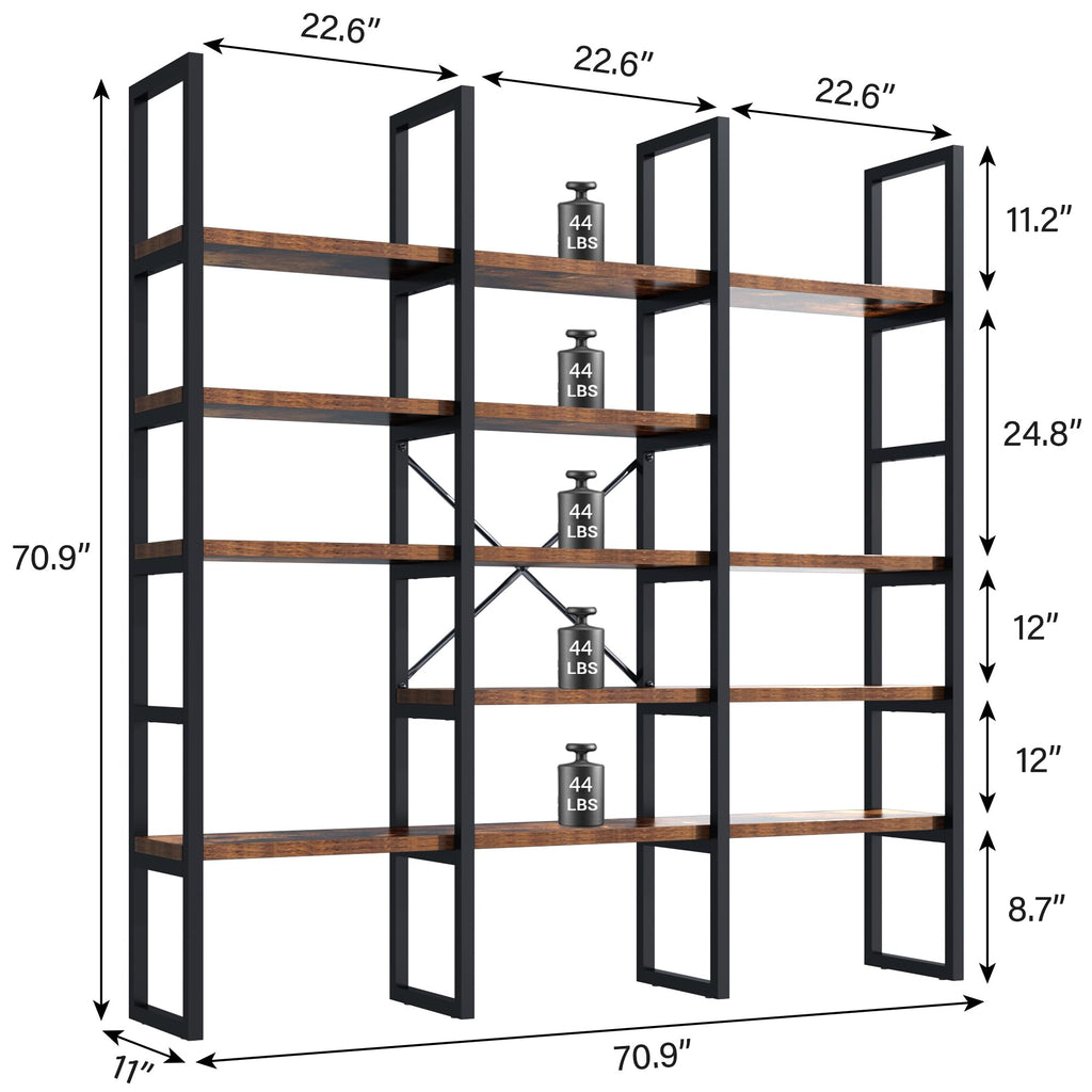 71 Inches Tall 5 Tiers Brown Bookshelf P65772