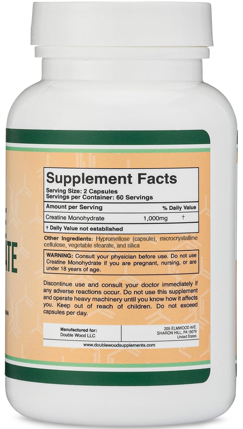 Creatine Monohydrate Capsules 1,000mg Vegan 120 Capsules P251323
