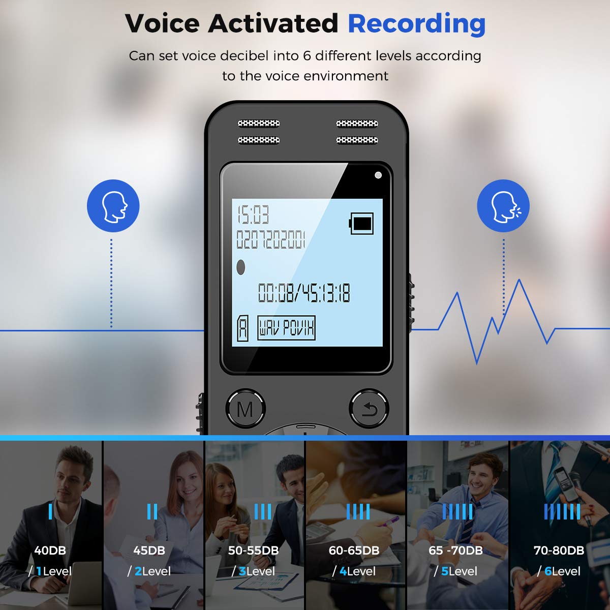 128GB Digital Voice Recorder with Playback P1231