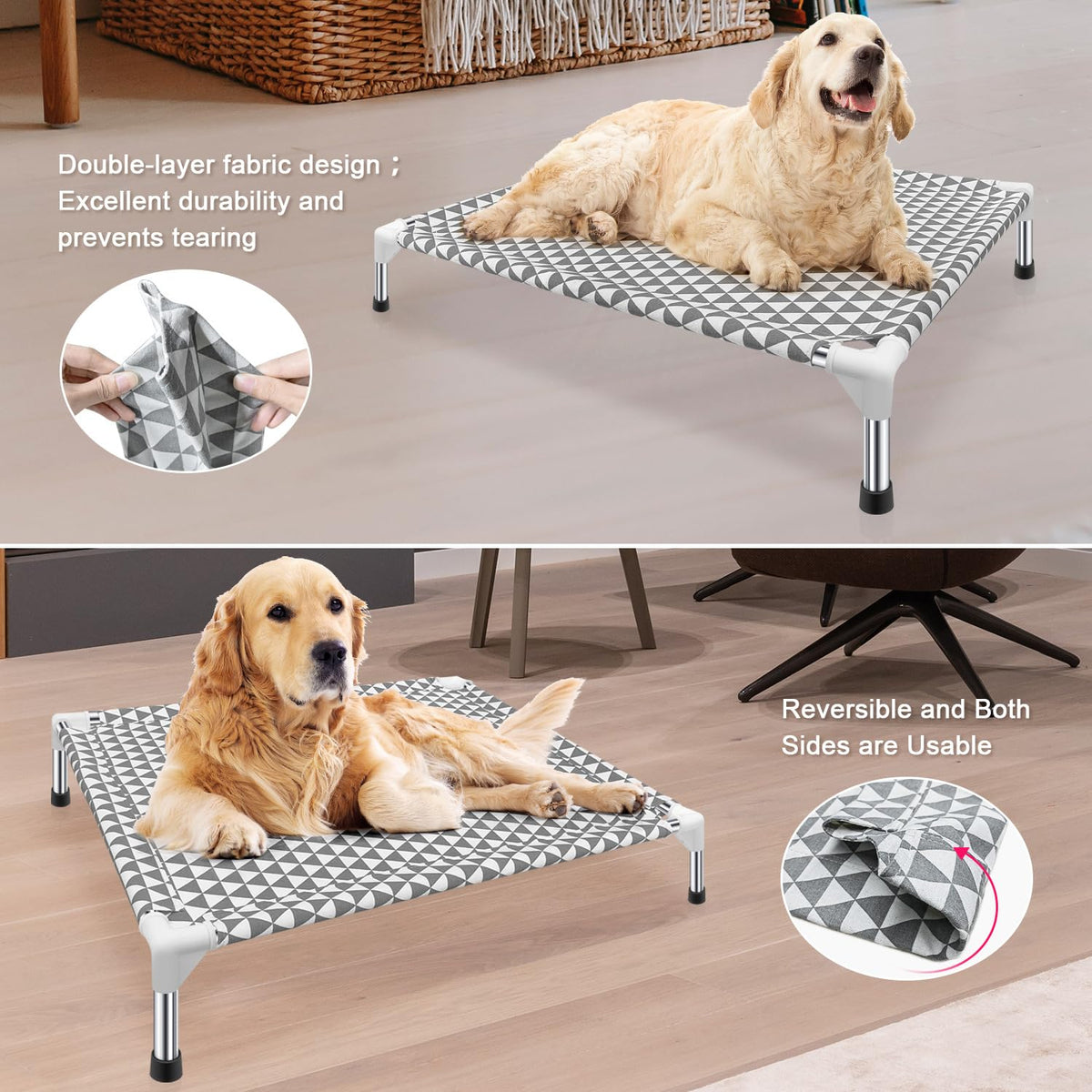 Medium Cotton Elevated Outdoor Dog Bed Y25273