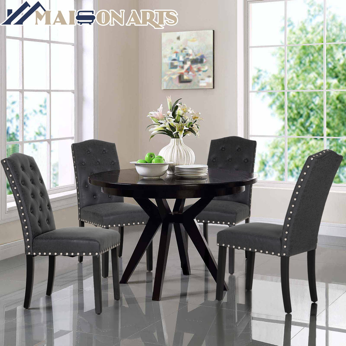 Black Faux Leather Dining Chairs Set of 2 R187923