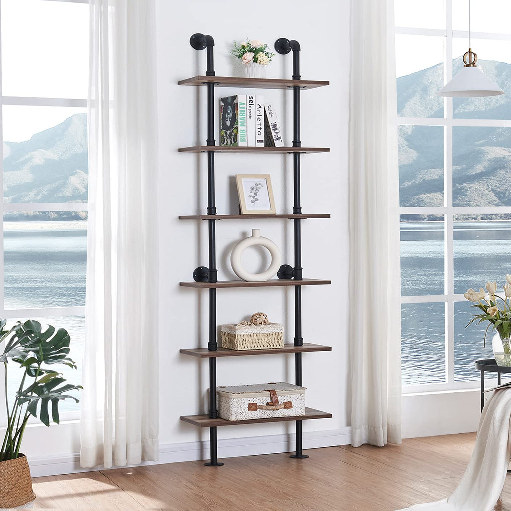 6 Tier Industrial Pipe Bookshelf R516