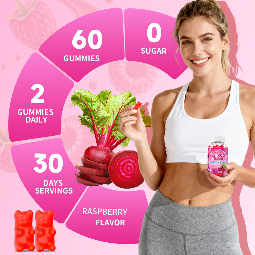 Sugar-Free Vegan Beet Root Gummies 60 Count P19173