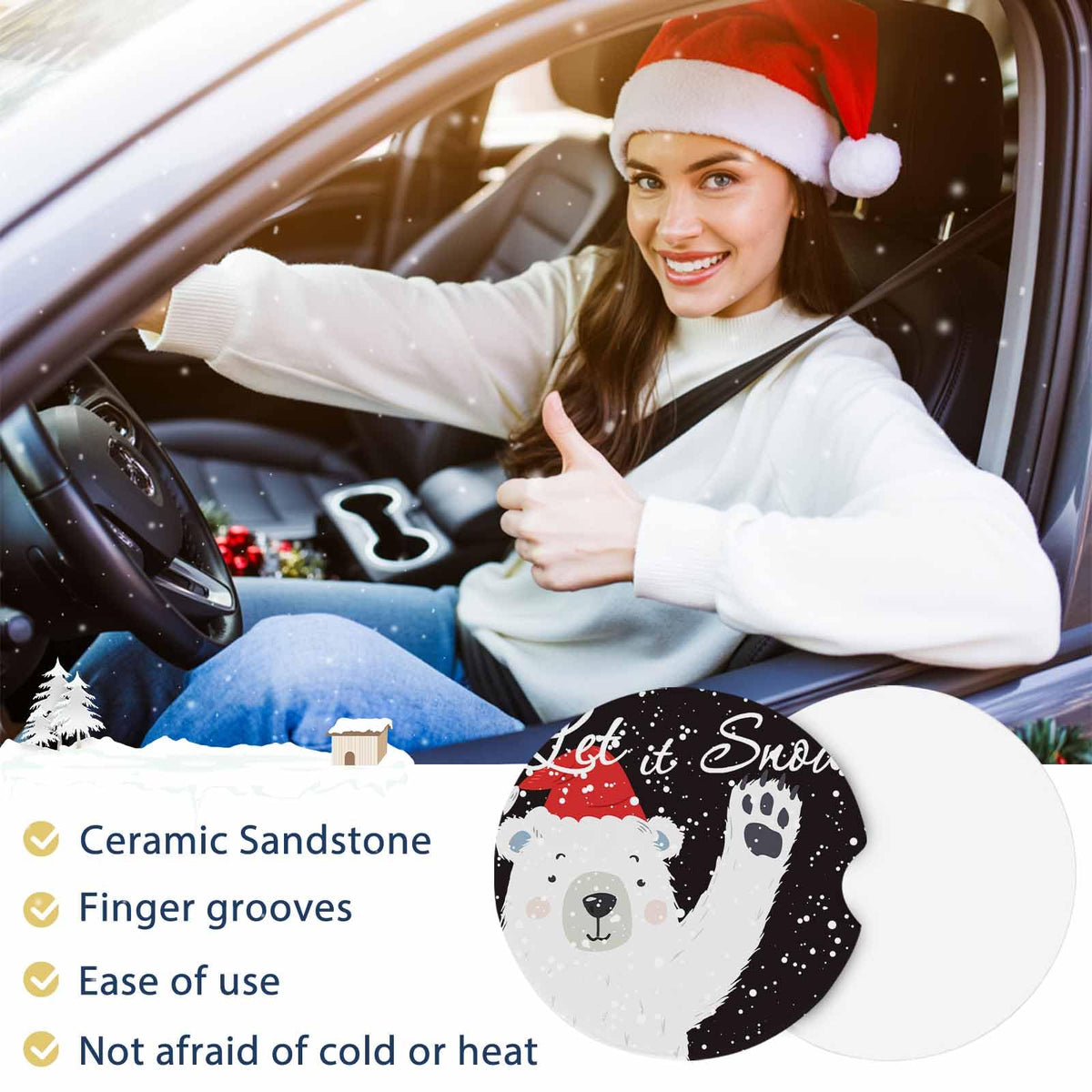 Absorbent Ceramic Stone Car Coasters Set of 2 R8133