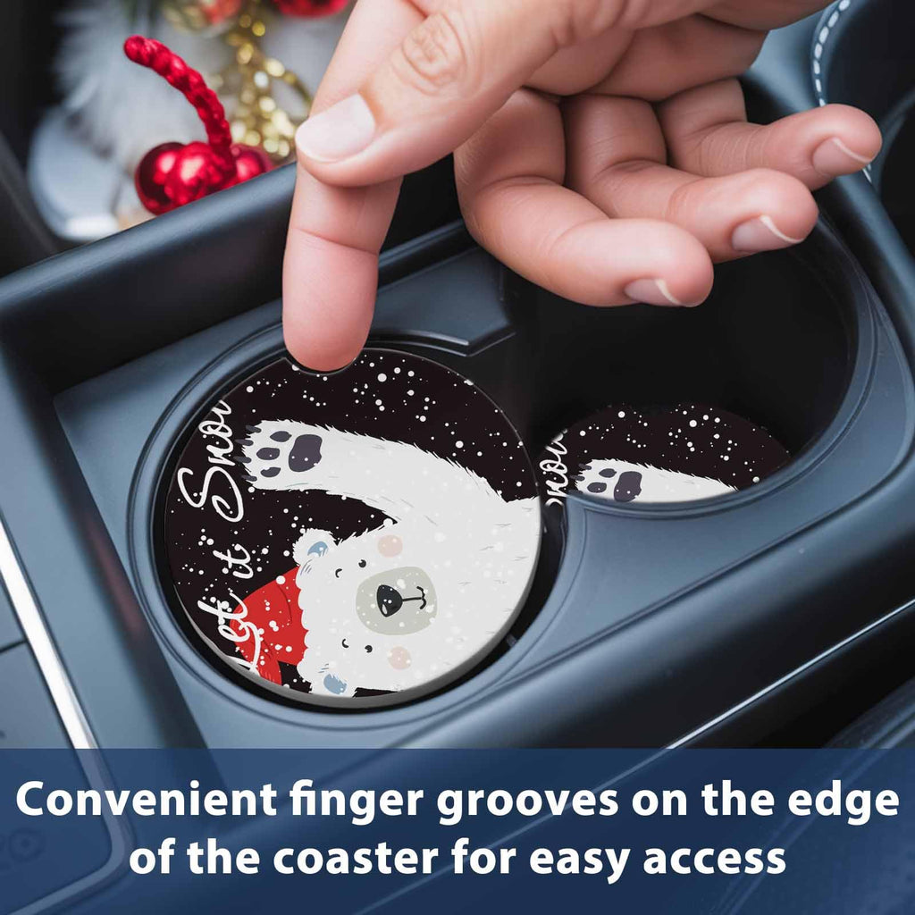 Absorbent Ceramic Stone Car Coasters Set of 2 R8133