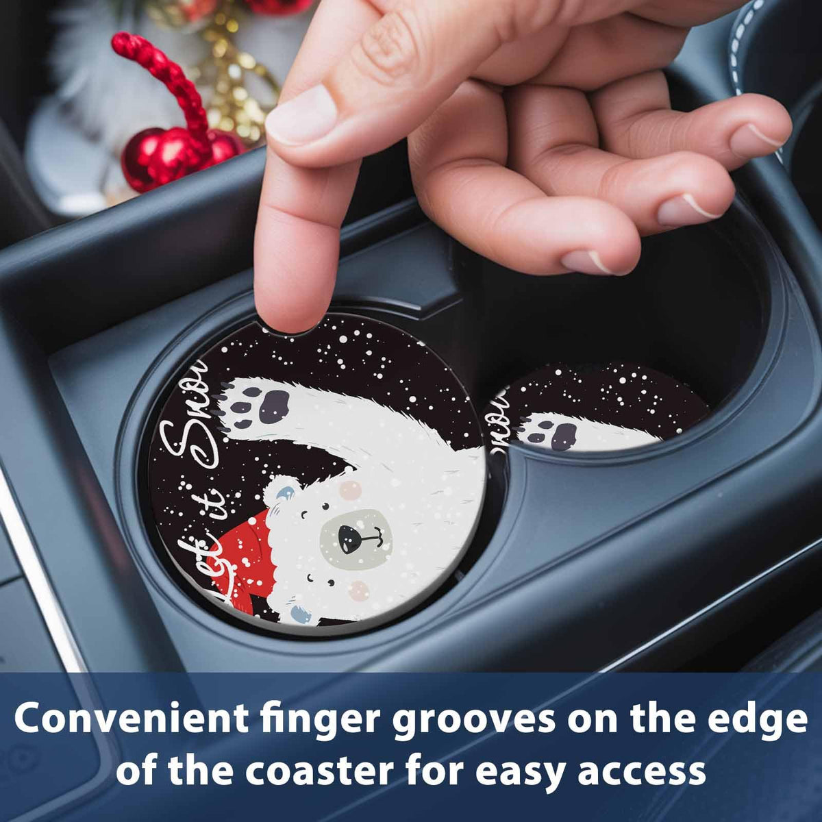 Absorbent Ceramic Stone Car Coasters Set of 2 R8133