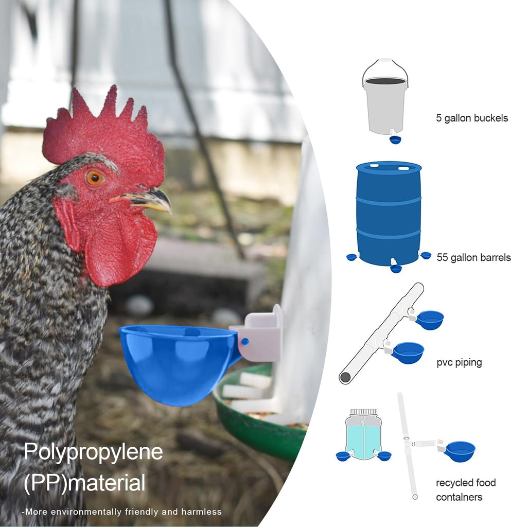 8 Packs Blue Large Chicken Waterer Cups G636559