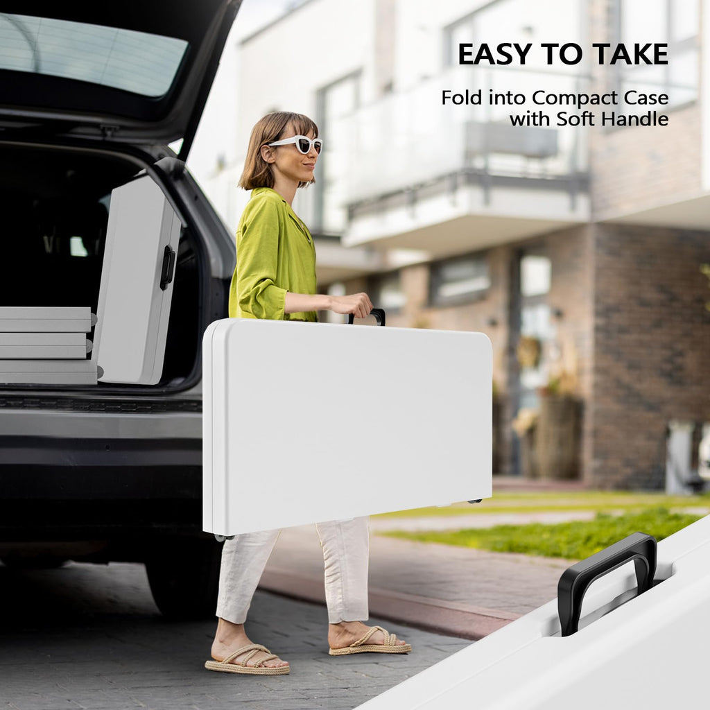 White Bi-Folding Portable Plastic Table P2637