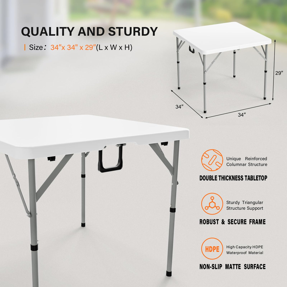 White Bi-Folding Portable Plastic Table P2637