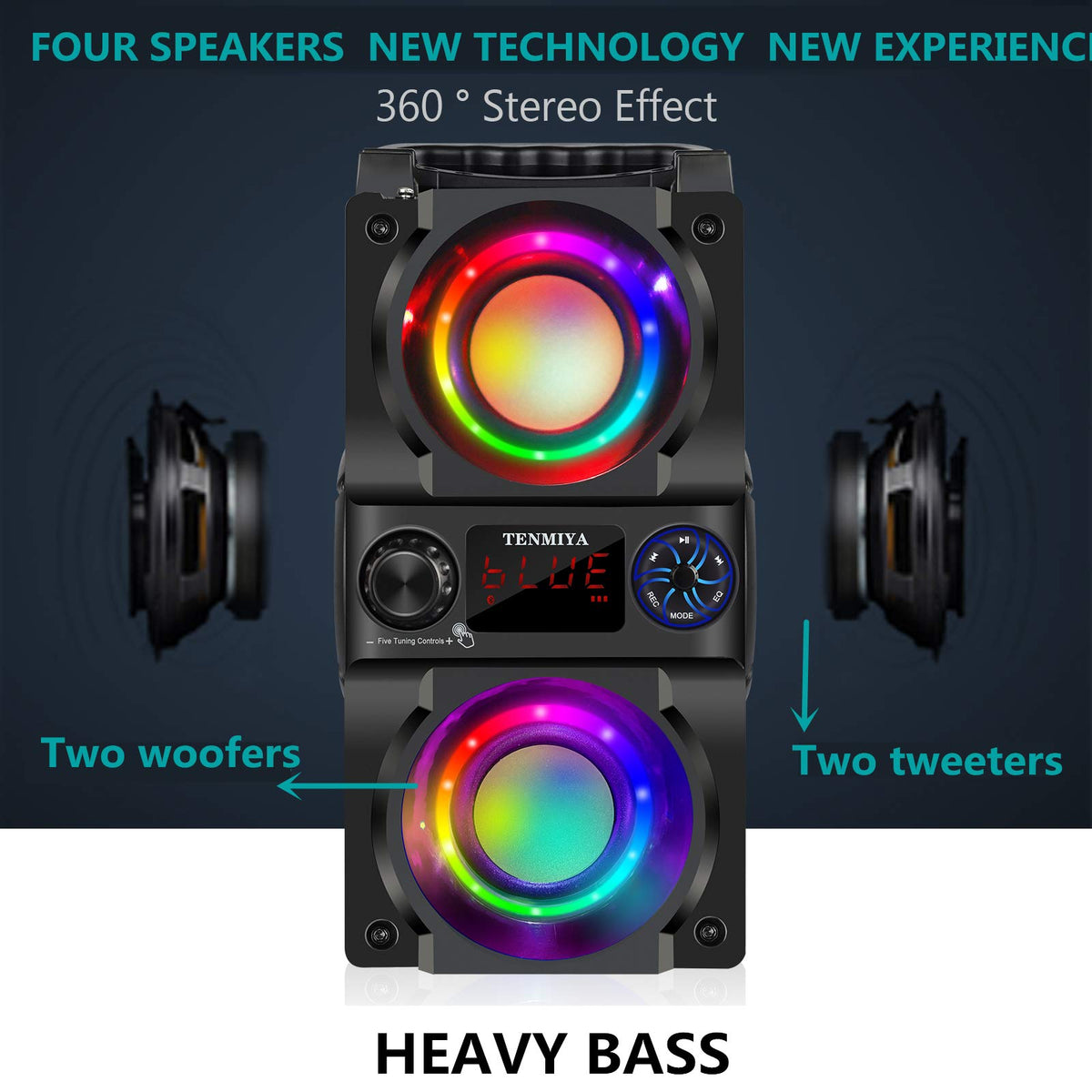 40W Portable Bluetooth Speaker with Lights and FM Radio K6141