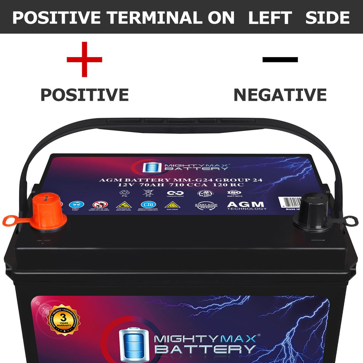 12V 70Ah 710 CCA Group Size 24 Replacement Battery M30273