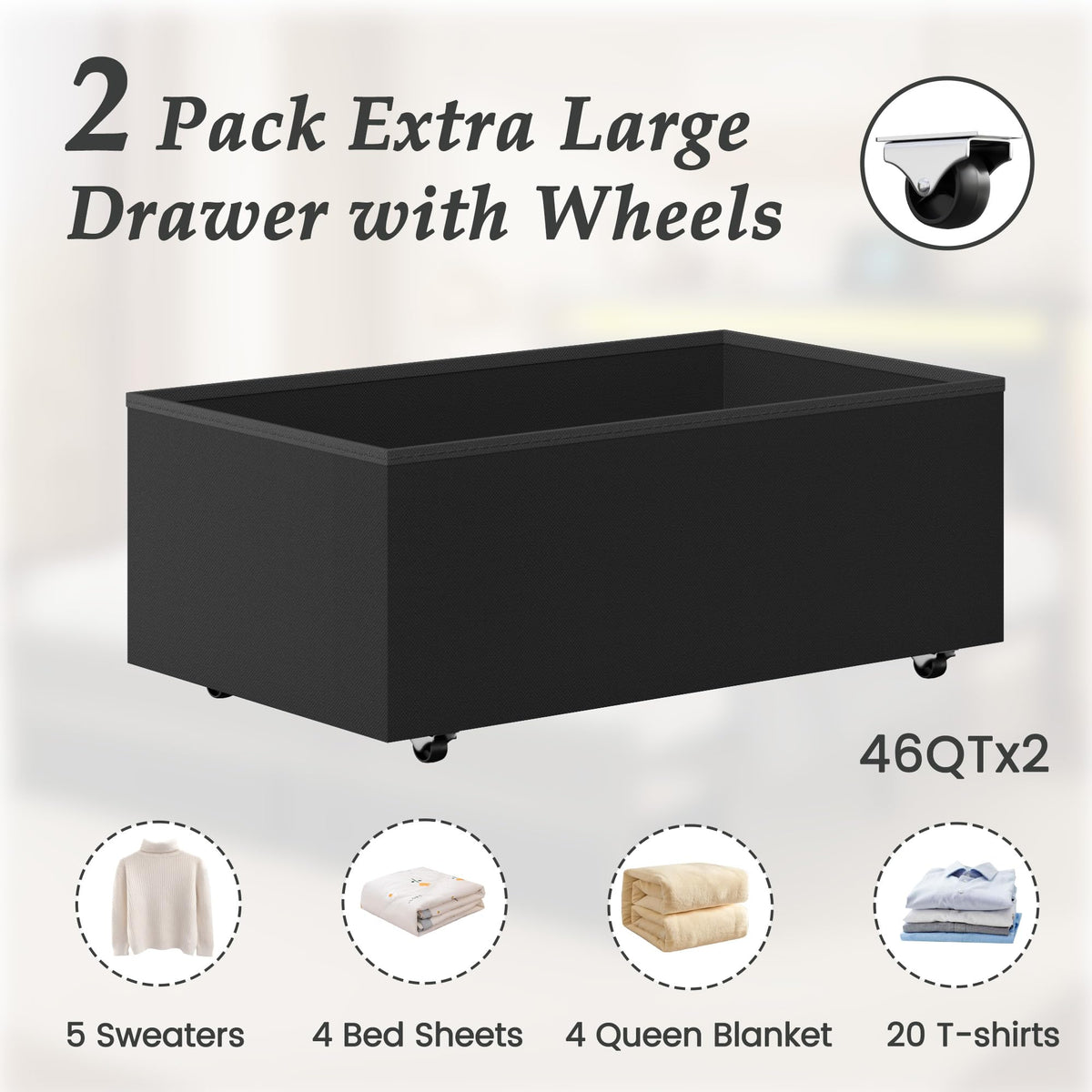 Queen Size Storage Bed Frame with Wood Headboard and LED Lights P442