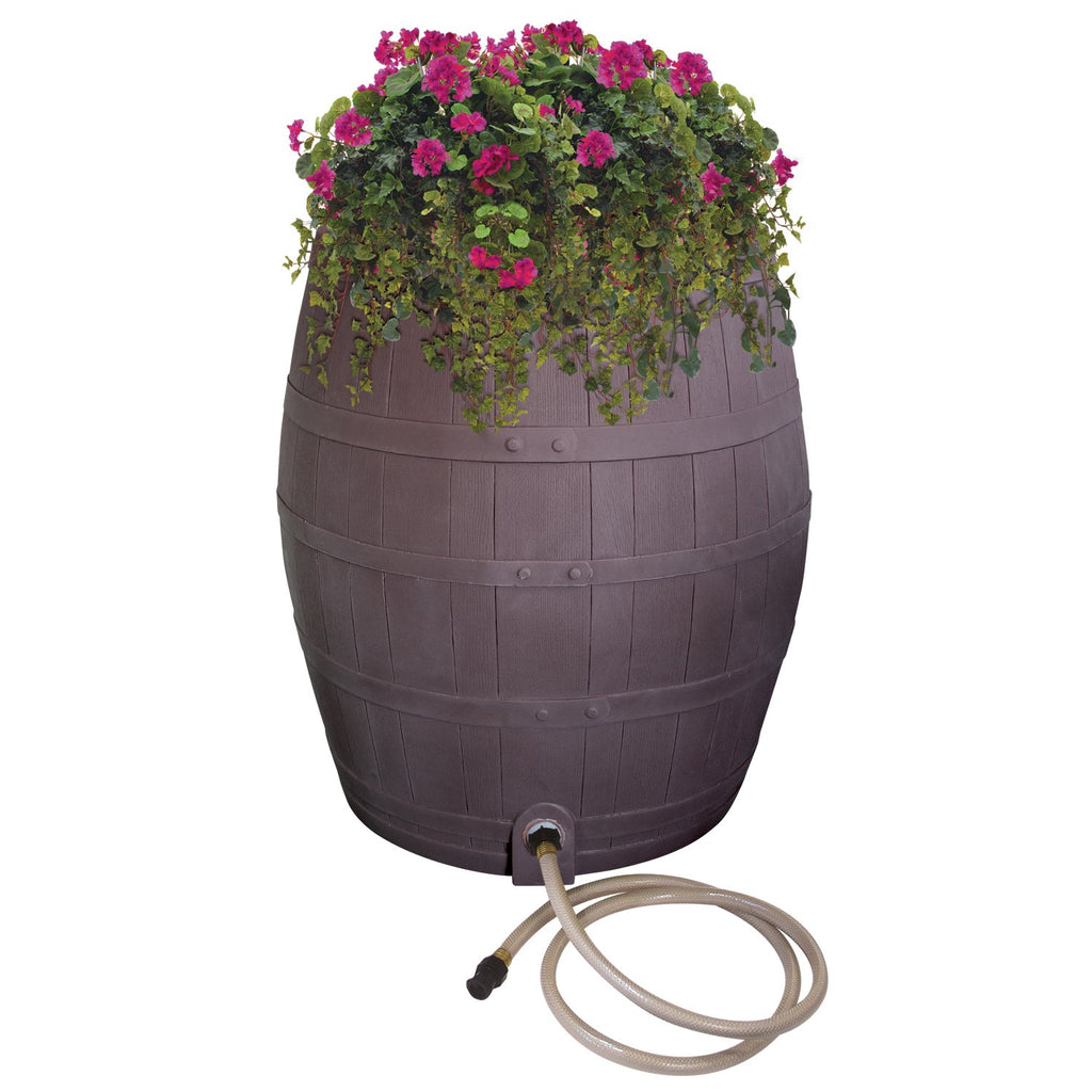 50-Gallon Whiskey Rain Barrel with Planter and Diverter P94030