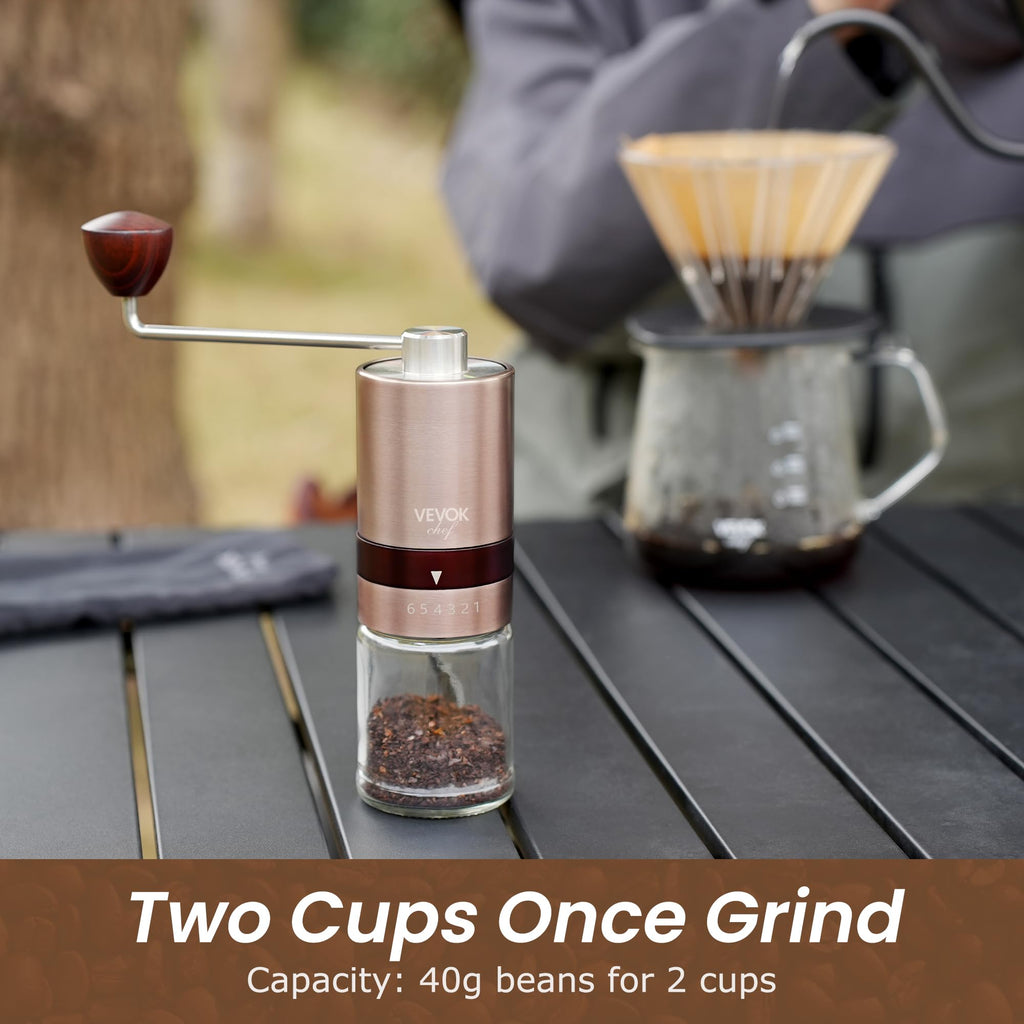 Gold Manual Stainless Steel Burr Coffee Grinder with Portable Bag X3491