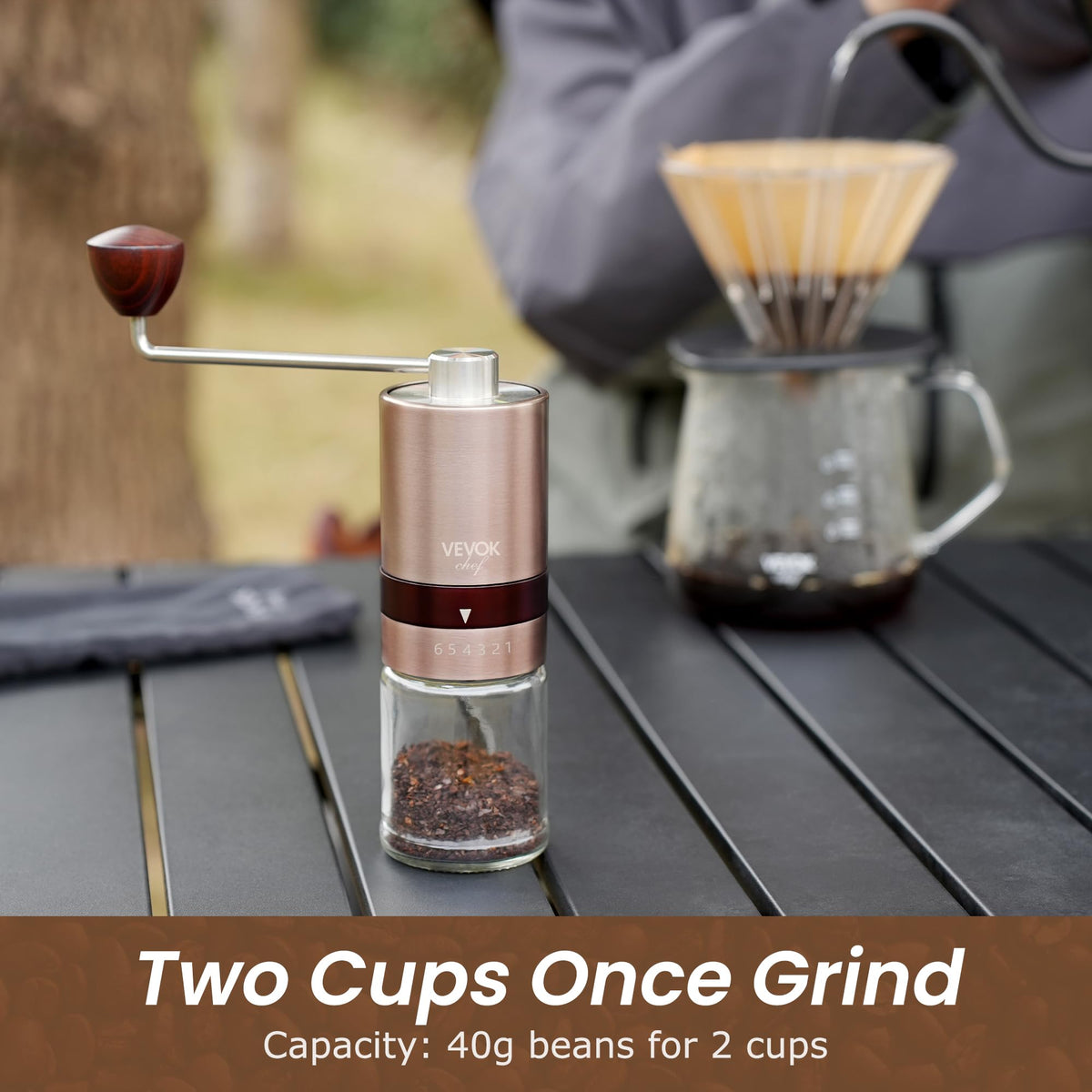 Gold Manual Stainless Steel Burr Coffee Grinder with Portable Bag X3491