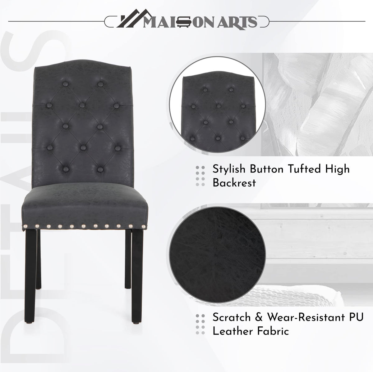 Black Faux Leather Dining Chairs Set of 2 R187923