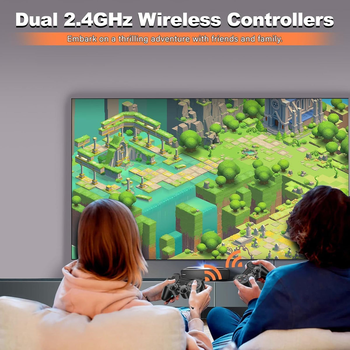 Retro Gaming Console with Dual Wireless Controllers 4K HDMI Output 64GB F7422