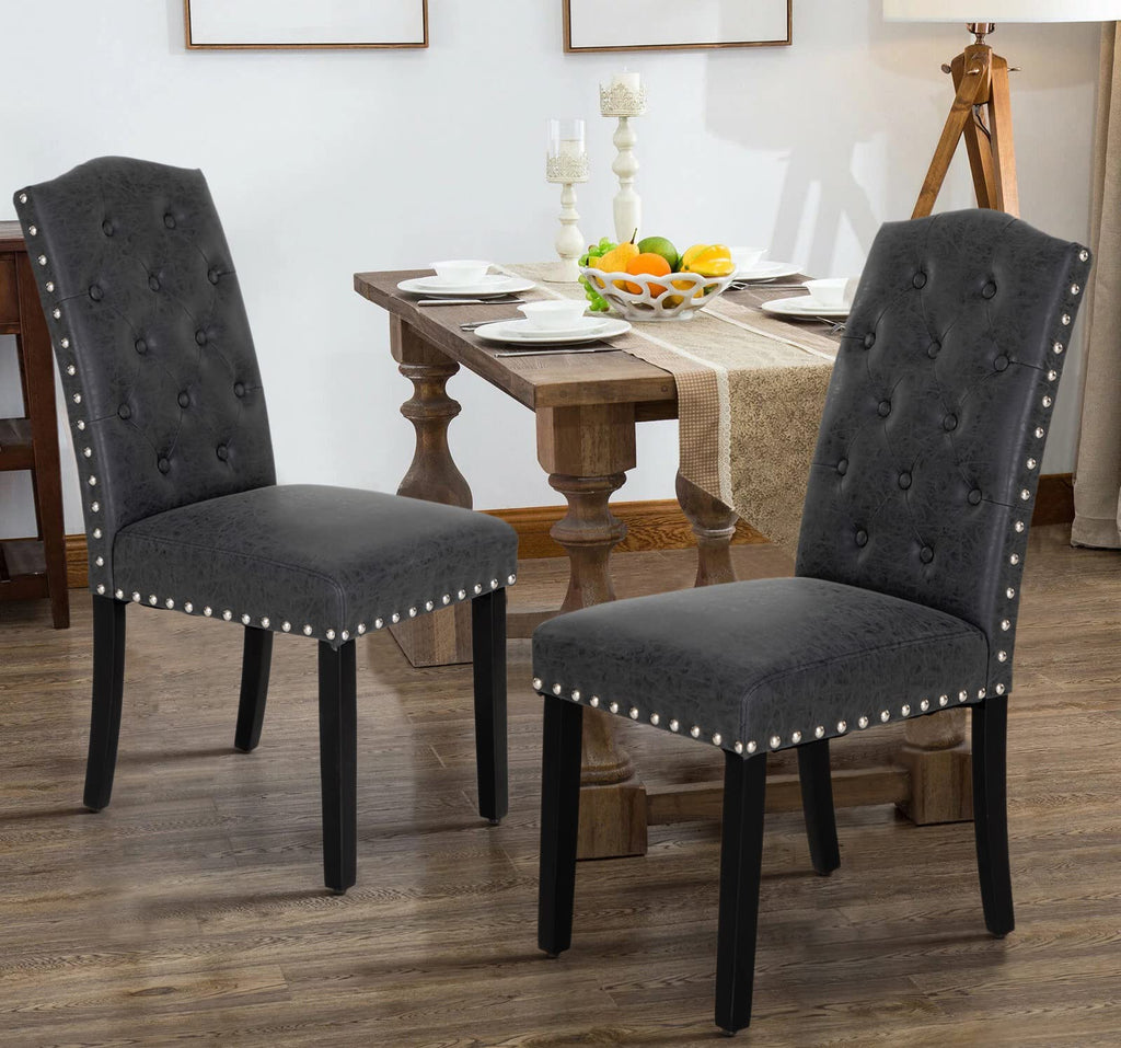 Black Faux Leather Dining Chairs Set of 2 R187923