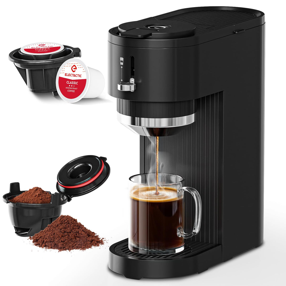 Black Single Serve Coffee Maker with 14 Oz Water Reservoir A3886