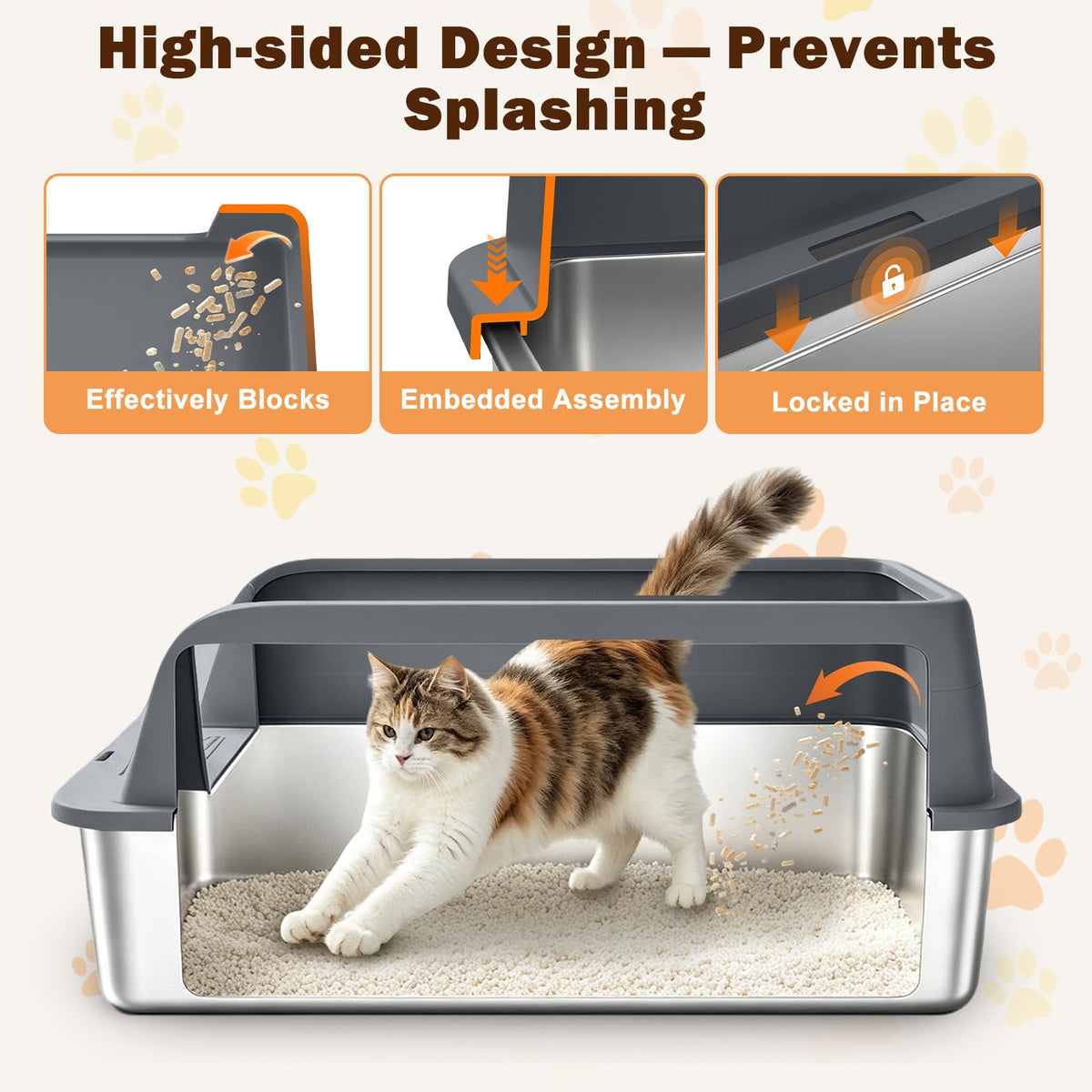 XL Stainless Steel Litter Box with Lid G297932