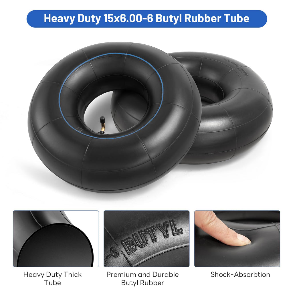 15x6.00-6 Butyl Inner Tubes with TR-87 Bent Valve Stem 2 Pcs F11215