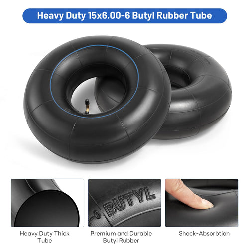 15x6.00-6 Butyl Inner Tubes with TR-87 Bent Valve Stem 2 Pcs F11215