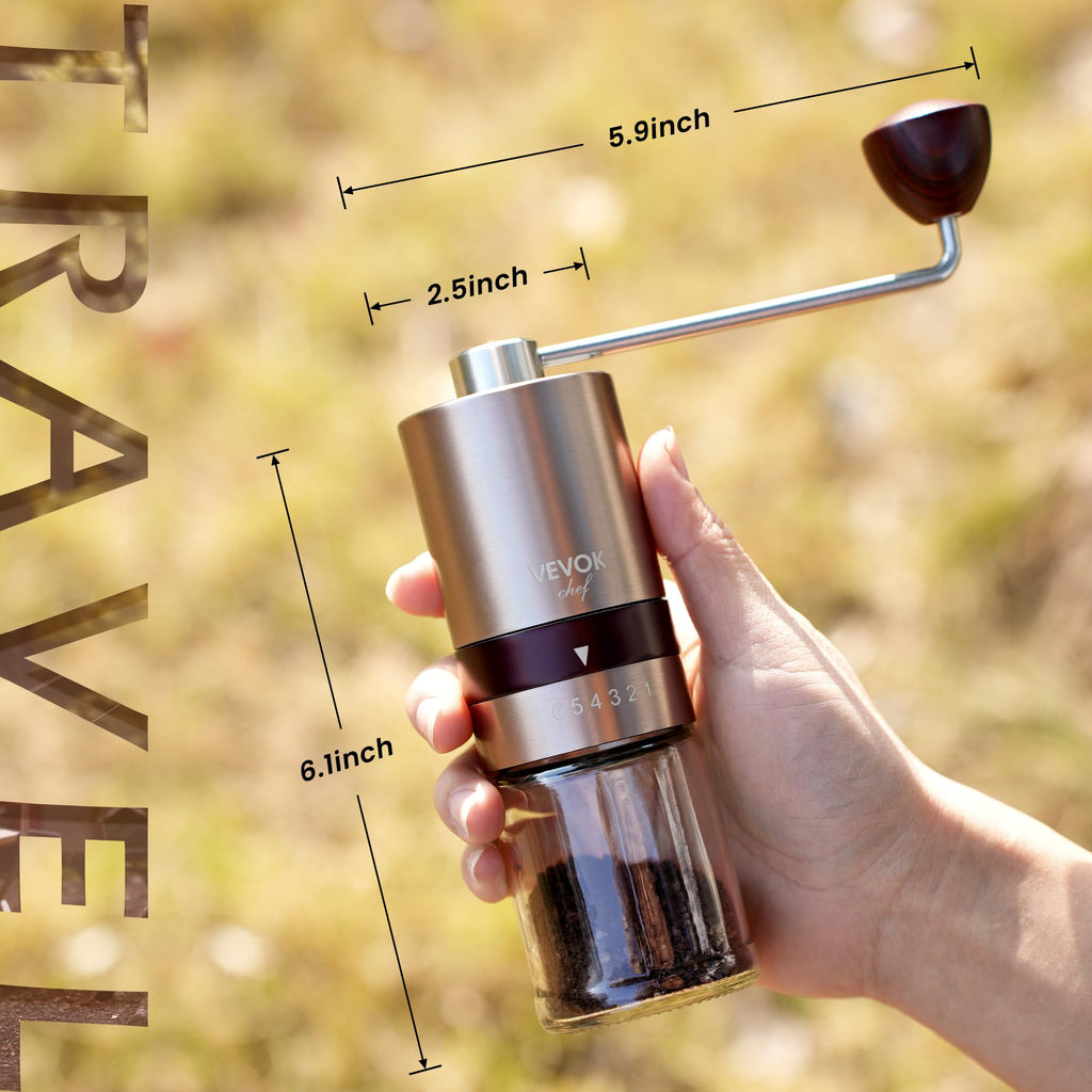 Gold Manual Stainless Steel Burr Coffee Grinder with Portable Bag X3491