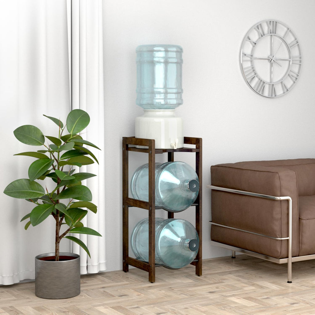 5 Gallon Water Jug Holder with Top Shelves, 3-Tiers Solid Wood Water Dispenser Stand S351