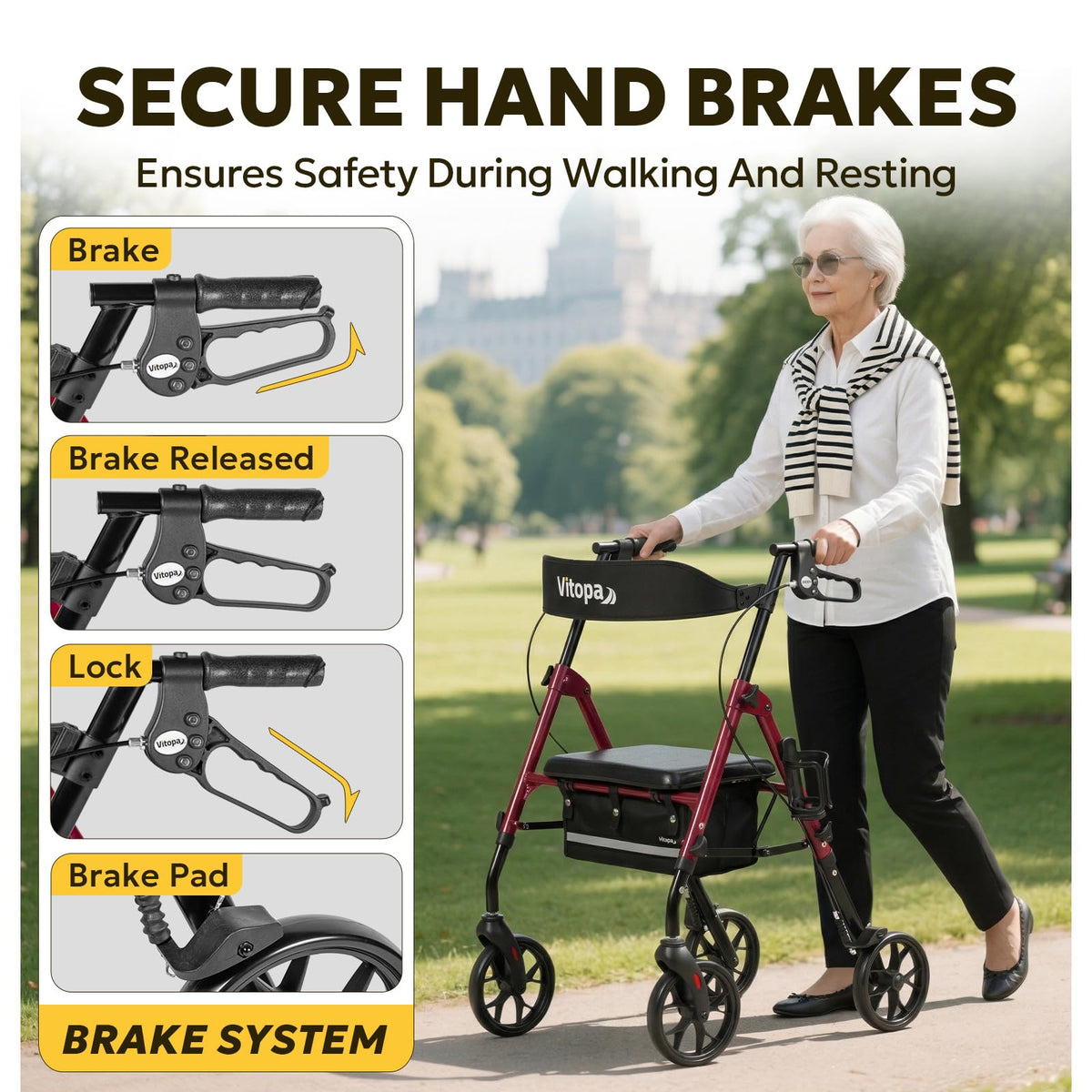 Foldable Rollator with Seat S613