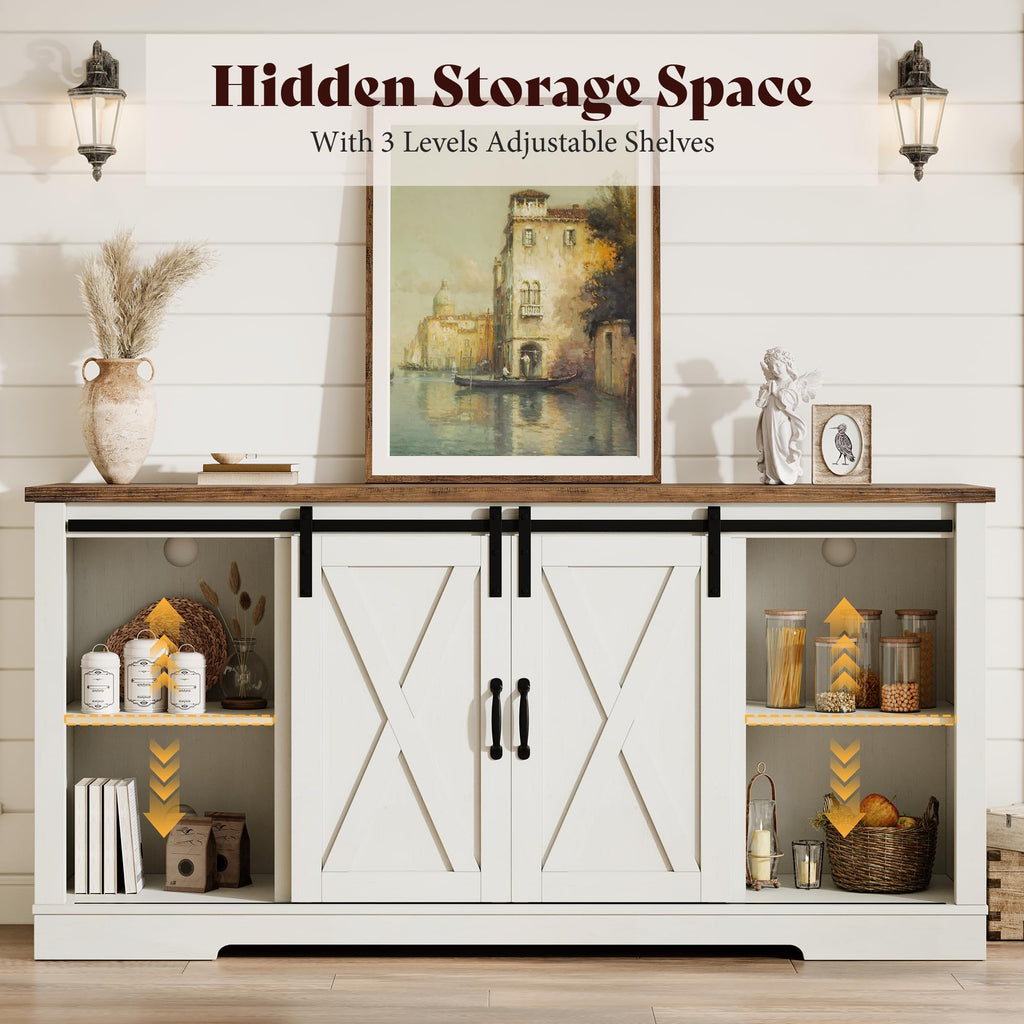 Fireplace TV Stand with Sliding Barn Door F36218