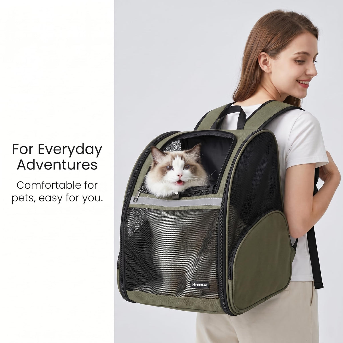 Cat Backpack Carrier Collapsible with Ventilated Mesh H982