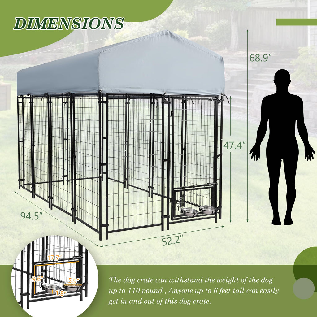 8x4x5.7 FT Heavy Duty Outdoor Dog Kennel with Roof L898362